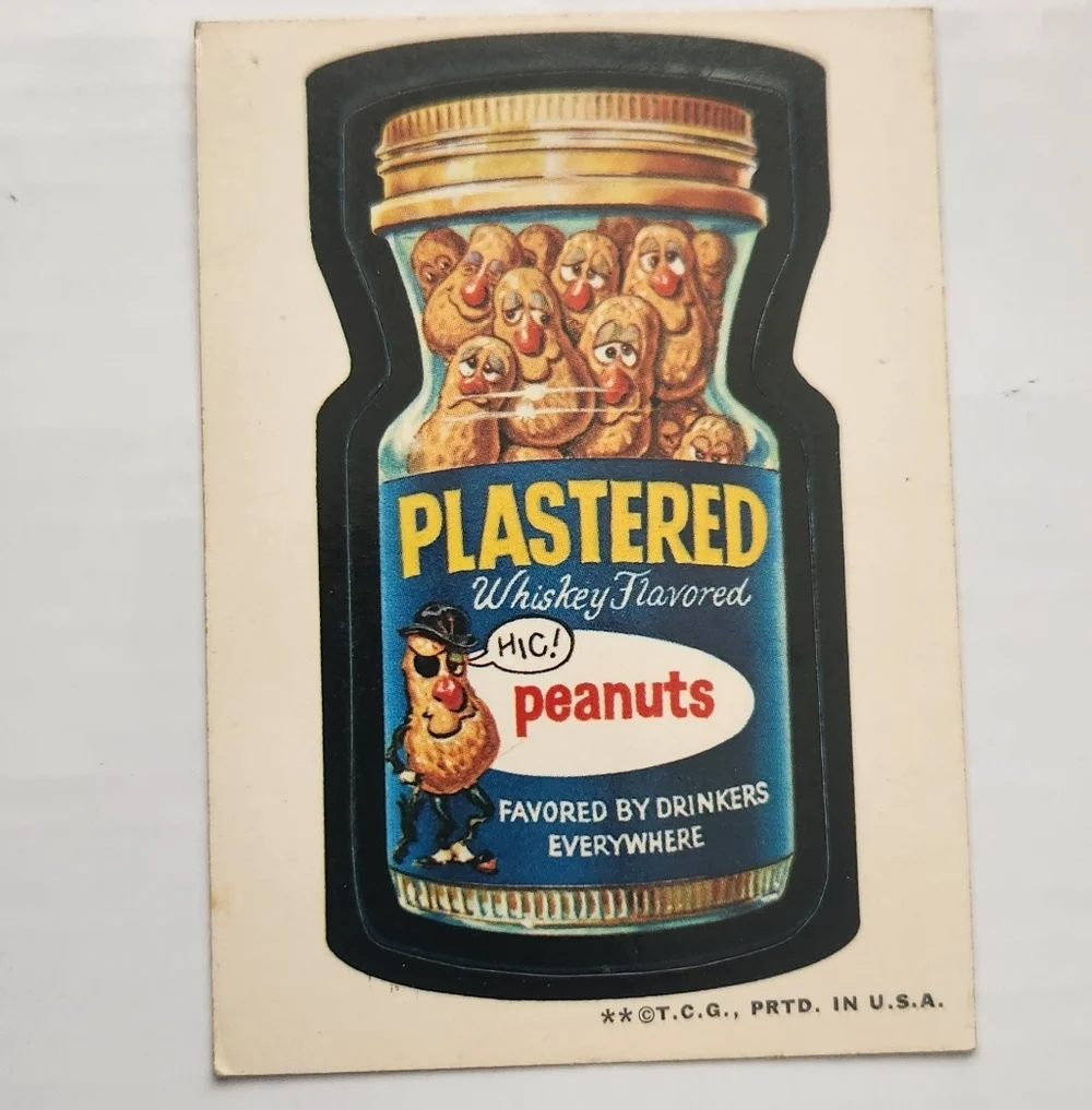 🍺Vintage 1973 Wacky Packages Sticker - Plastered Peanuts (Series 2 Topps) 🥜🥃